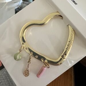 Lululemon Gold Heart Carabiner Keychain with Charms